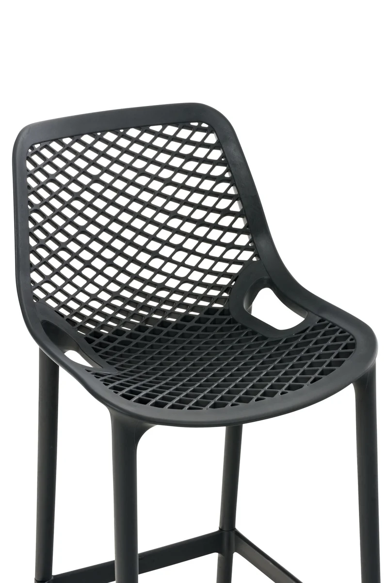Tabouret de bar avec repose-pieds design moderne plastique gris foncé intérieur ou extérieur 10_0000038