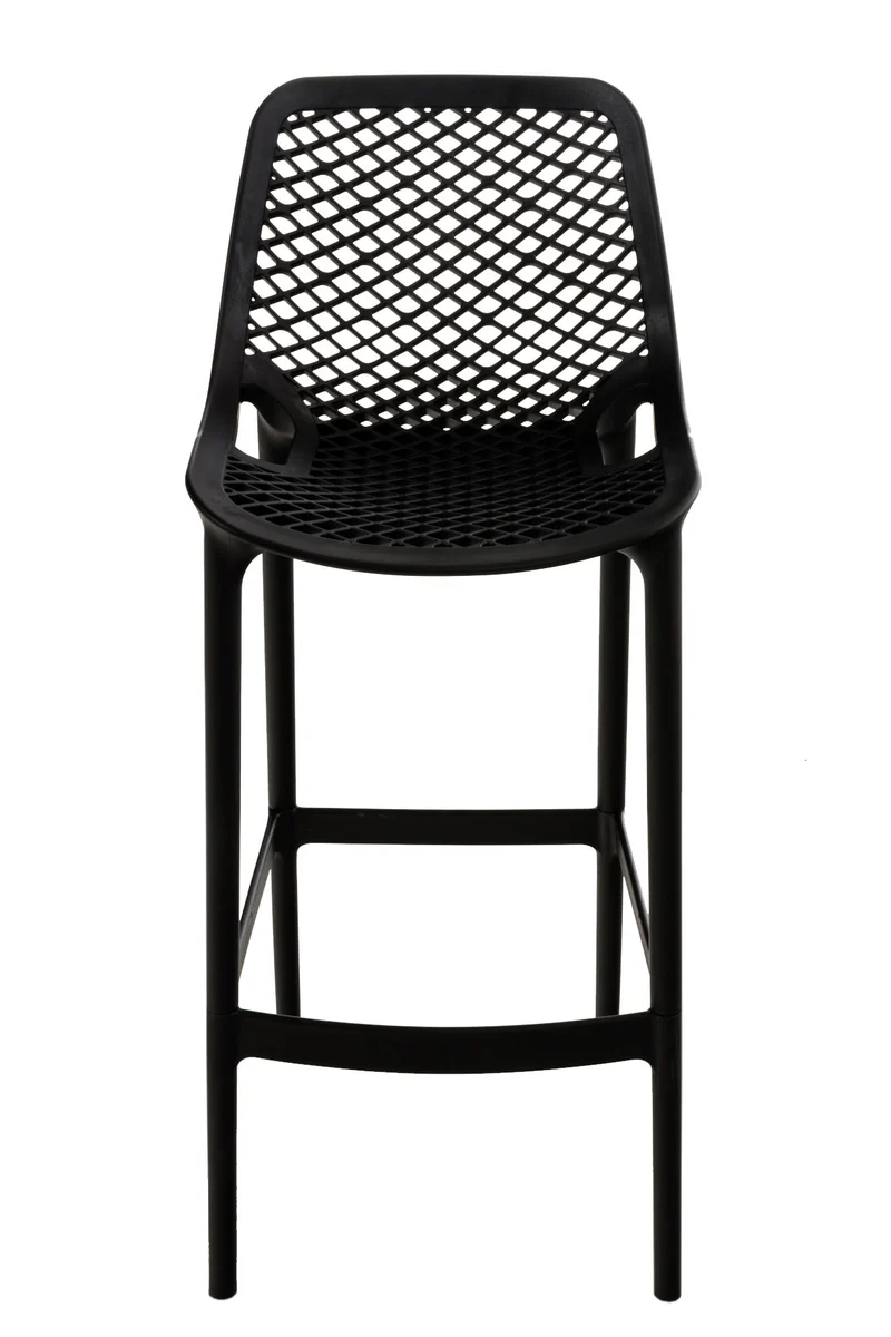 Tabouret de bar avec repose-pieds design moderne plastique noir intérieur ou extérieur 10_0000039
