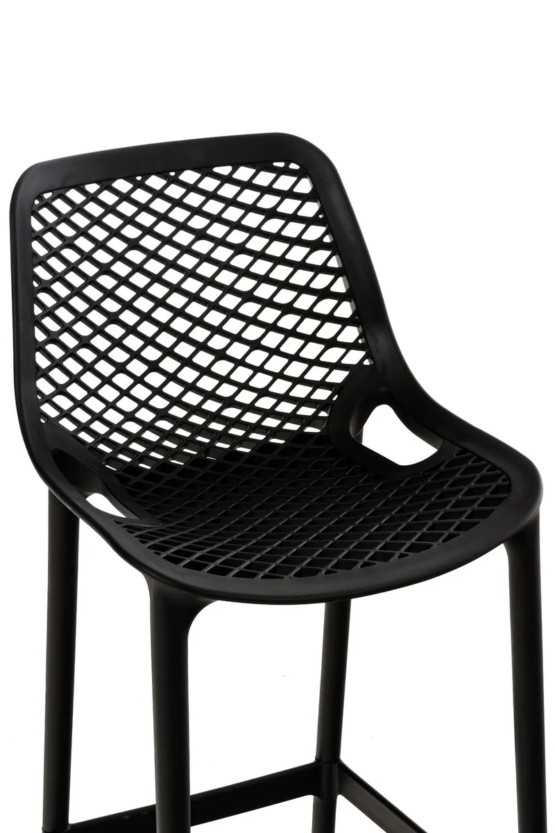 Tabouret de bar avec repose-pieds design moderne plastique noir intérieur ou extérieur 10_0000039