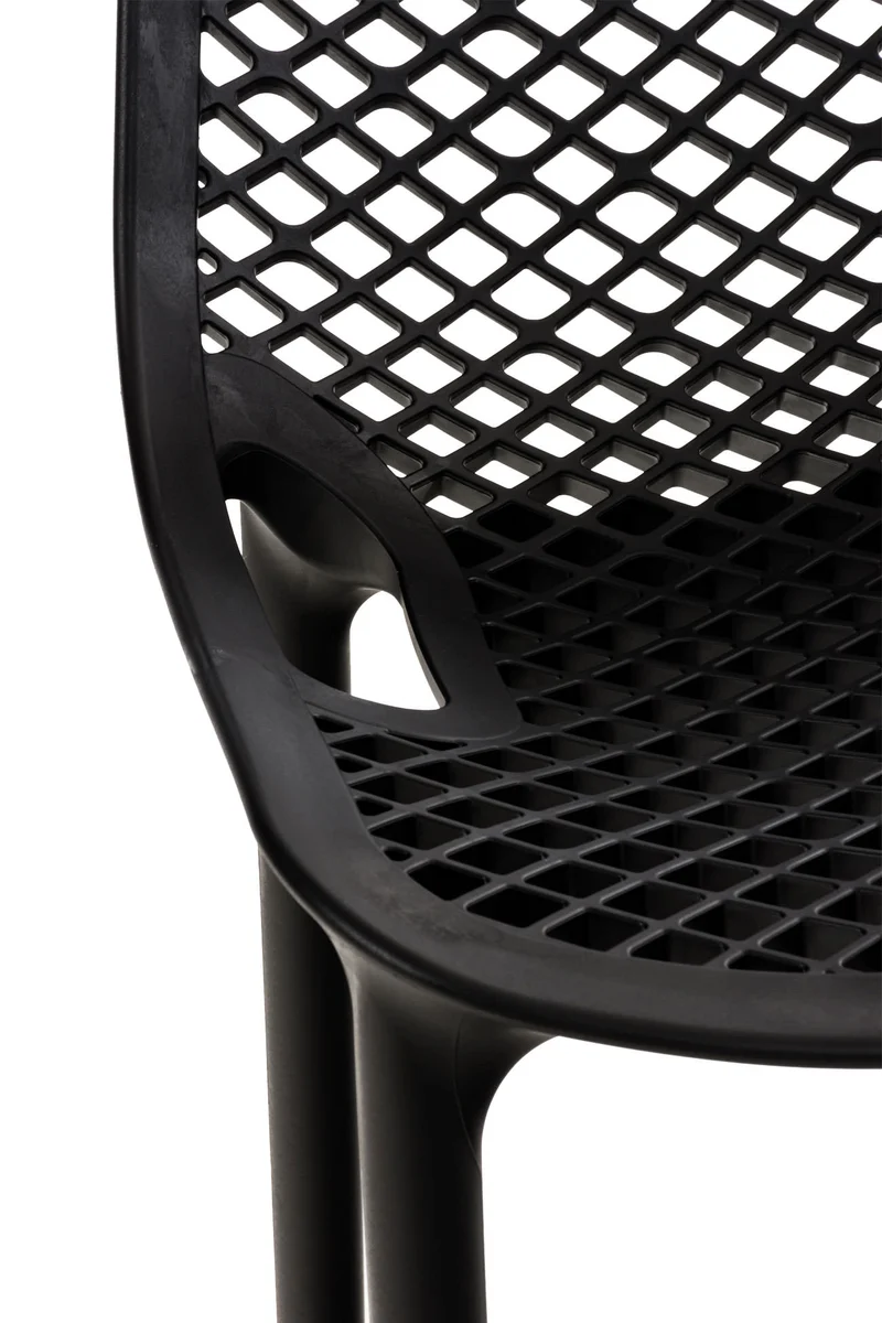 Tabouret de bar avec repose-pieds design moderne plastique noir intérieur ou extérieur 10_0000039