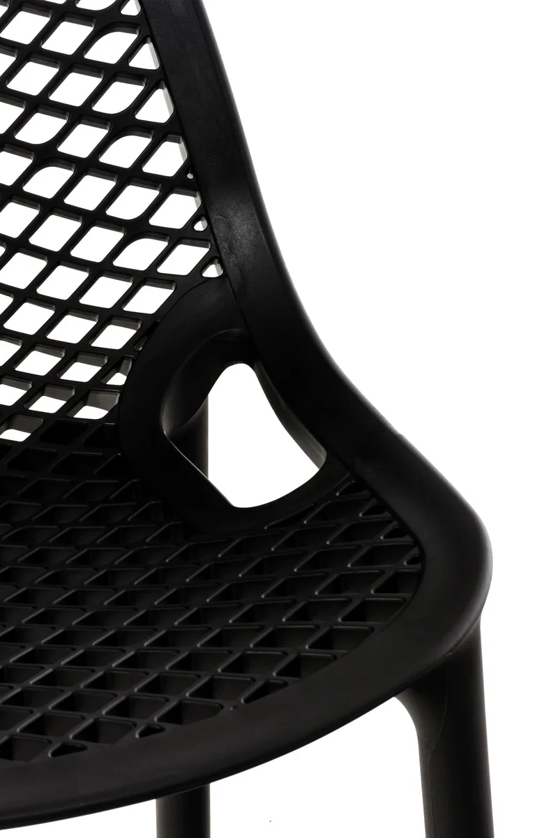 Tabouret de bar avec repose-pieds design moderne plastique noir intérieur ou extérieur 10_0000039
