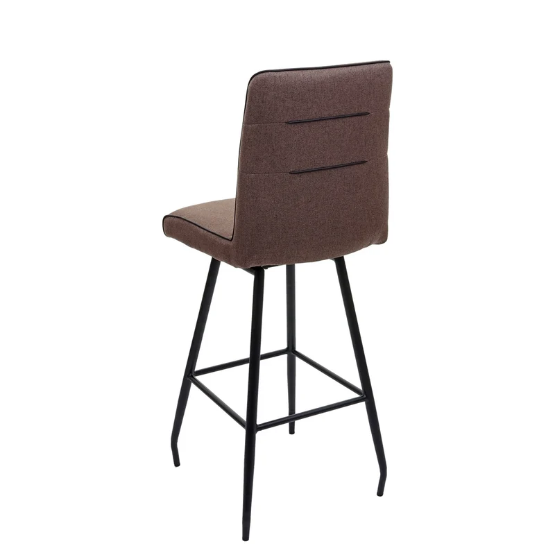 Tabouret de bar avec repose-pieds en acier et tissu marron design moderne 04_0005287