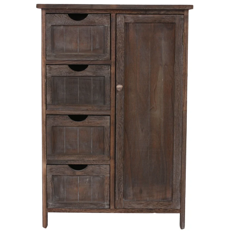 Commode style vintage meuble d'appoint à tiroirs 82x55x30cm en bois de paulownia marron 04_0002490