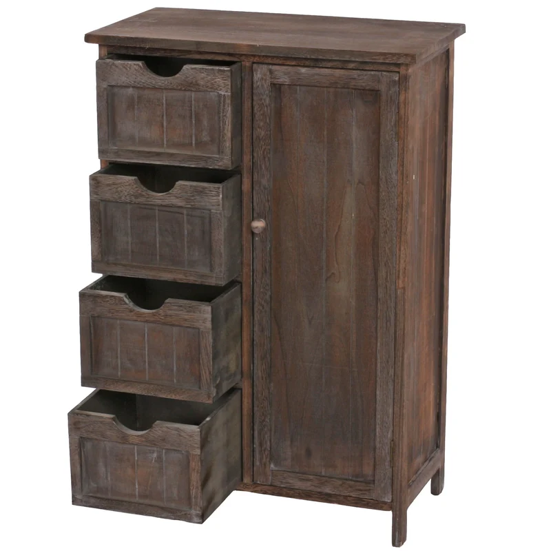 Commode style vintage meuble d'appoint à tiroirs 82x55x30cm en bois de paulownia marron 04_0002490