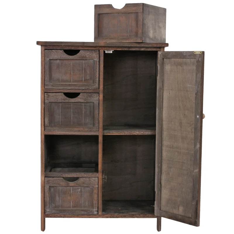 Commode style vintage meuble d'appoint à tiroirs 82x55x30cm en bois de paulownia marron 04_0002490