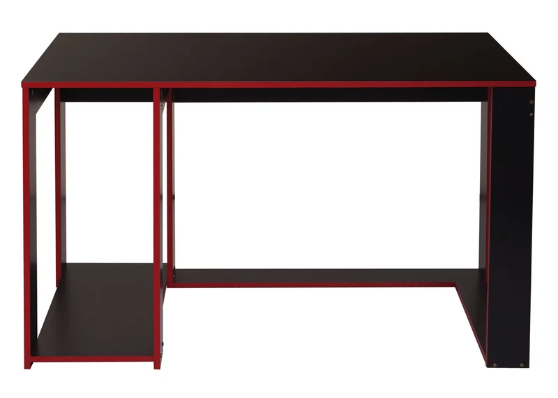 Bureau table de bureau pour ordinateur 120x60x76cm en MDF noir/rouge 04_0001454