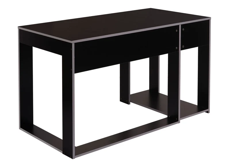 Bureau table de bureau pour ordinateur 120x60x76cm en MDF noir gris 04_0001453