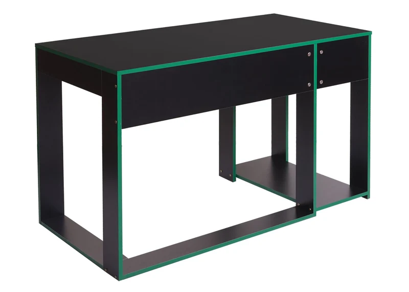 Bureau table de bureau pour ordinateur 120x60x76cm en MDF noir vert 04_0001452