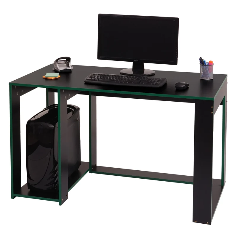Bureau table de bureau pour ordinateur 120x60x76cm en MDF noir vert 04_0001452