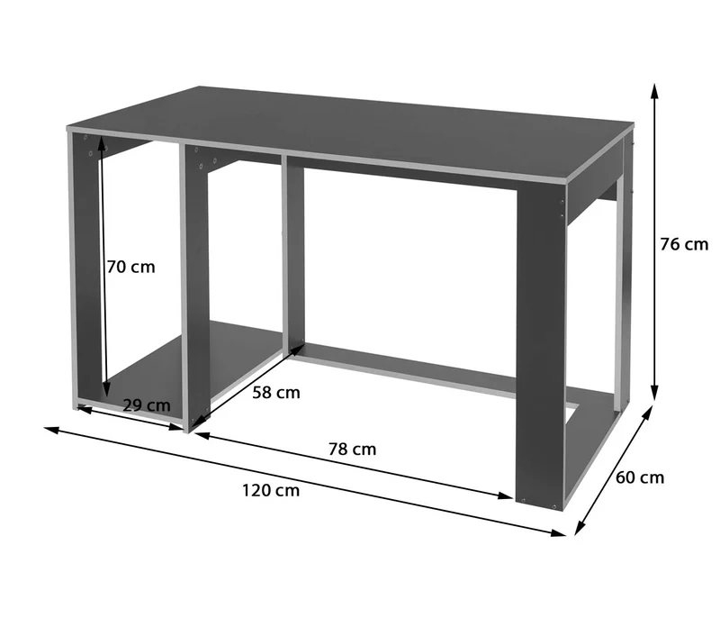 Bureau table de bureau pour ordinateur 120x60x76cm en MDF noir vert 04_0001452