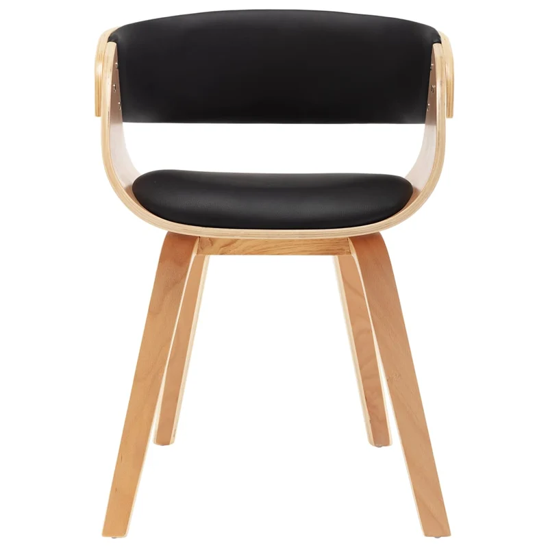 Chaise de salle à manger design moderne en bois courbé et synthétique noir CDS020060
