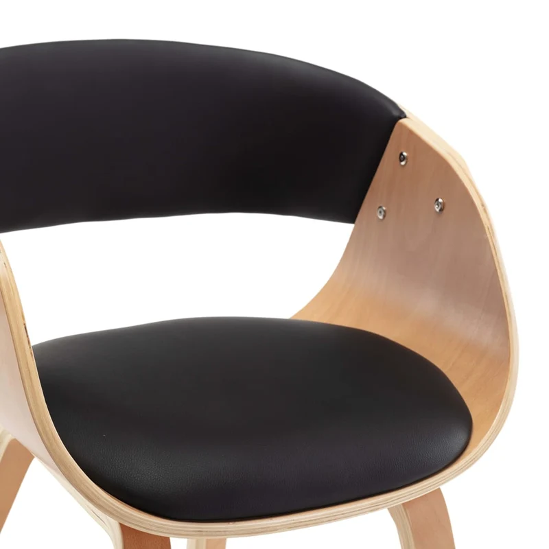 Chaise de salle à manger design moderne en bois courbé et synthétique noir CDS020060