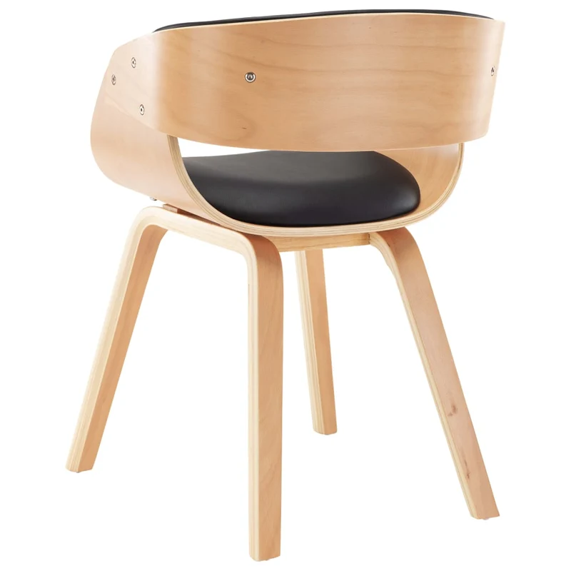 Chaise de salle à manger design moderne en bois courbé et synthétique noir CDS020060