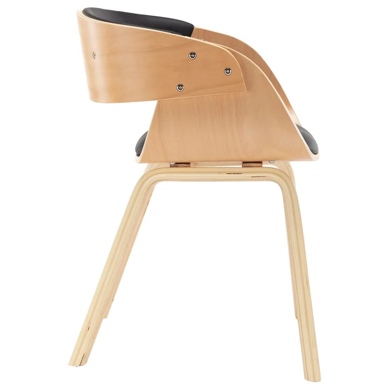 Chaise de salle à manger design moderne en bois courbé et synthétique noir CDS020060