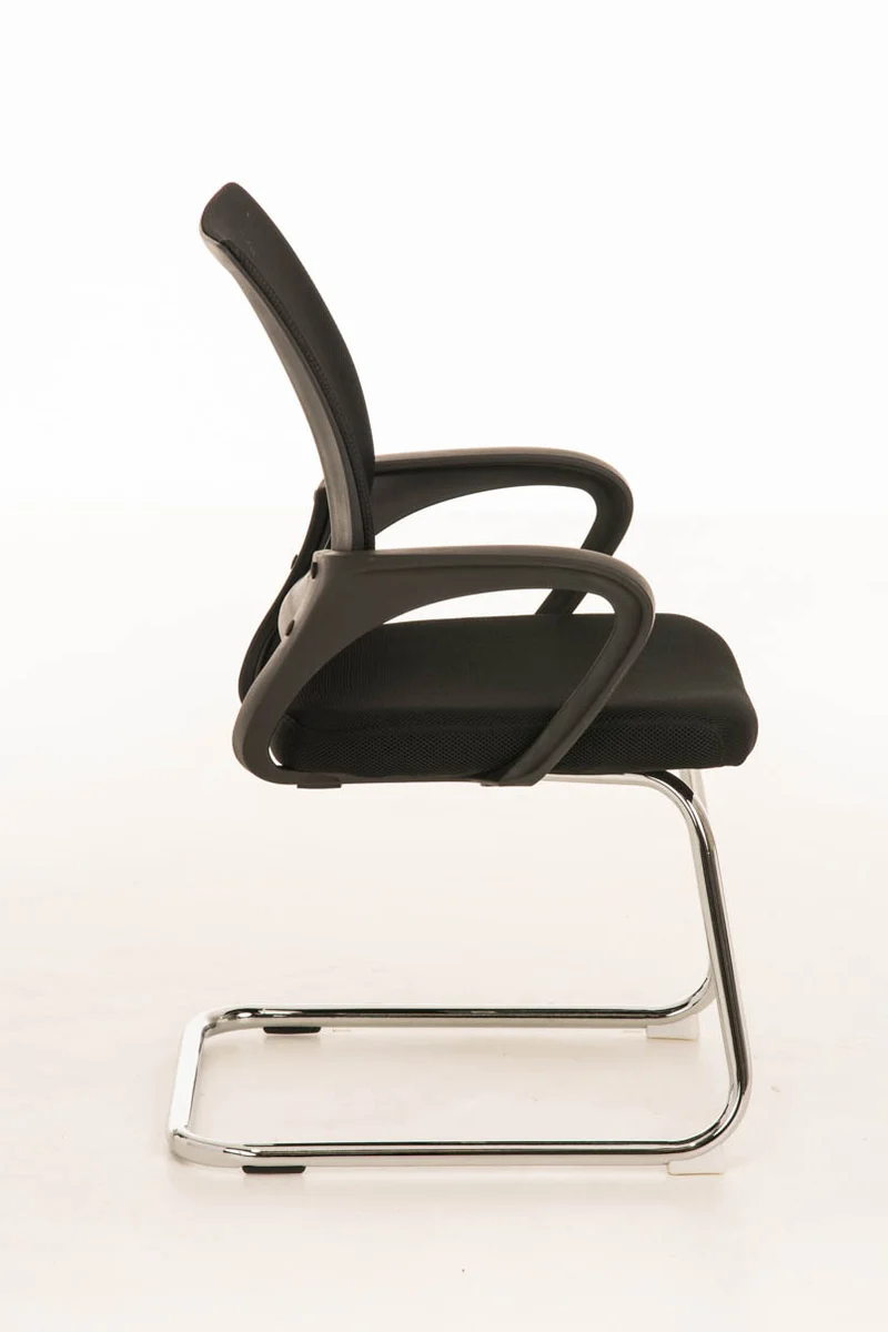Chaise de bureau reception sans roulettes dossier en maille avec accoudoirs noir BUR10499