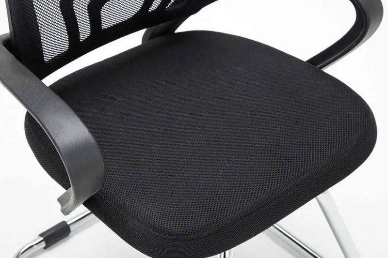 Chaise de bureau reception sans roulettes dossier en maille avec accoudoirs noir BUR10499