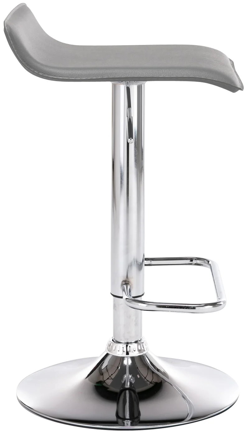 Lot de 2 tabourets de bar en synthétique gris hauteur réglable avec repose-pieds chromé TDB10159