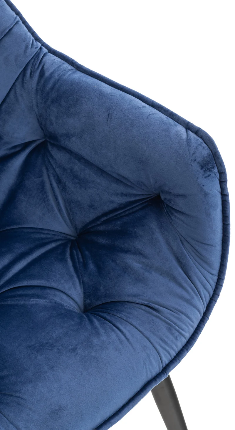 Chaise de coiffeuse salon bureau rembourré confortable et moderne capitonné velours bleu FAL10532
